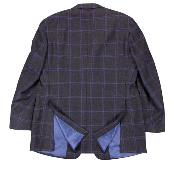 Samuelsohn‎ Mens 44L Gray Blue Windowpane Cashmere Wool Blend Blazer Sport Coat - Picture 8 of 16